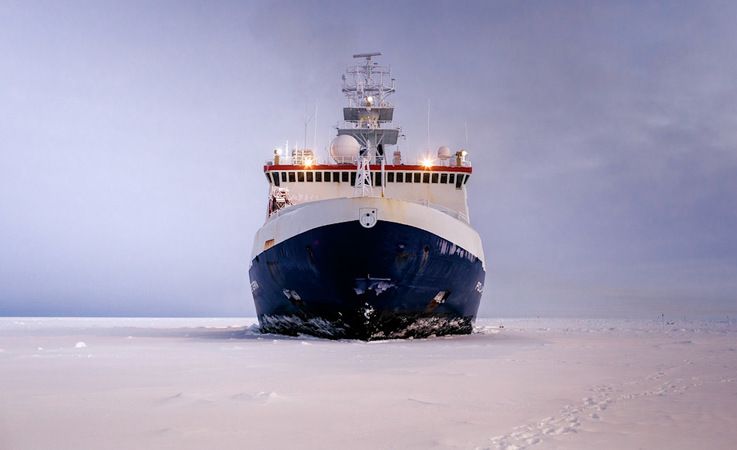 Die u201ePolarsternu201c ist der Forschungseisbrecher im Dienst des Alfred-Wegener-Instituts (AWI) und